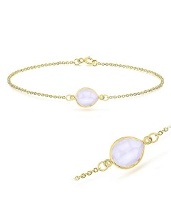 Gold Plated Rose Quartz Silver Bracelet BRS-232-GP